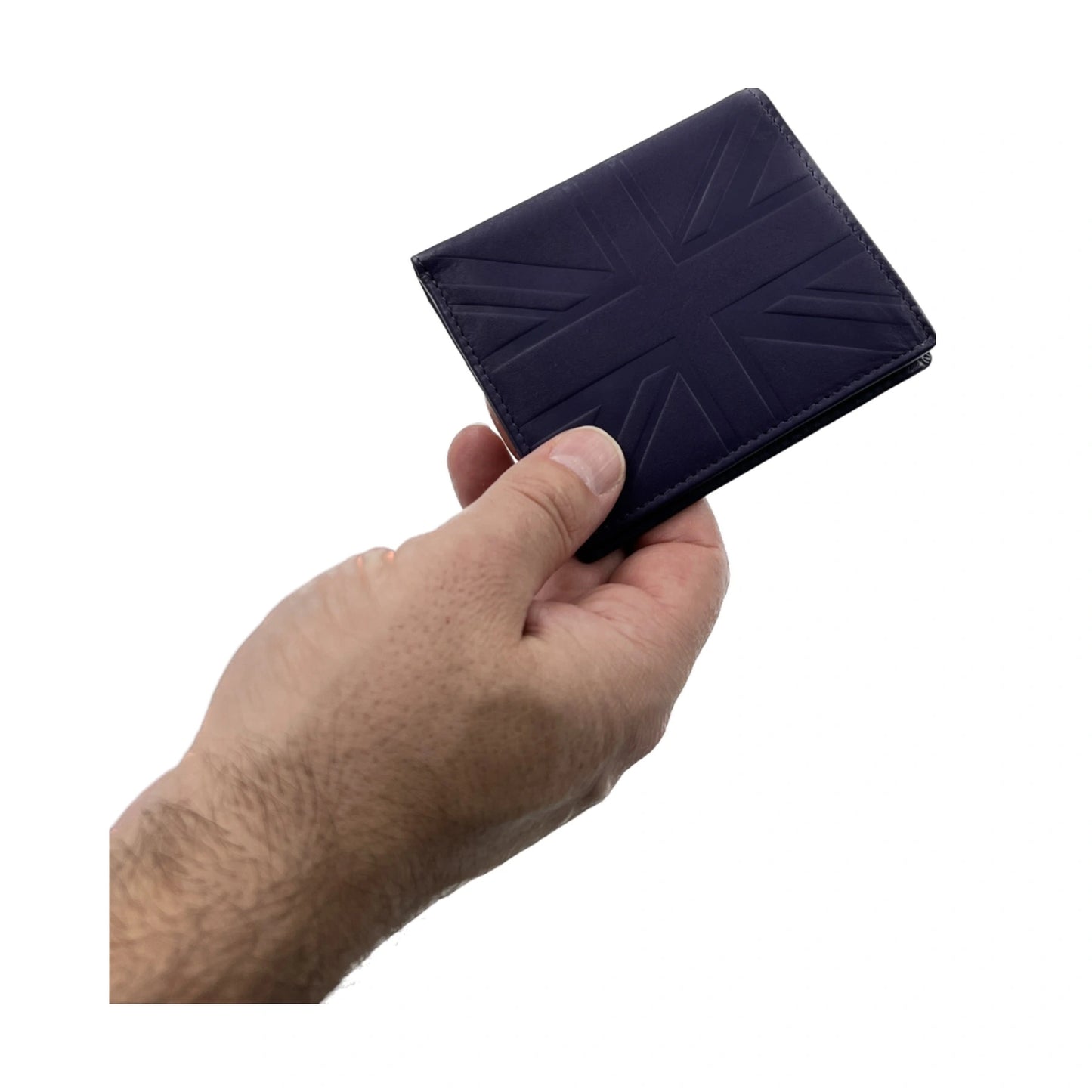 A hand holding a Union Jack wallet